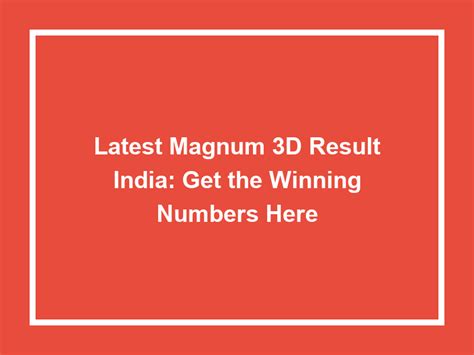 magnum 3d result